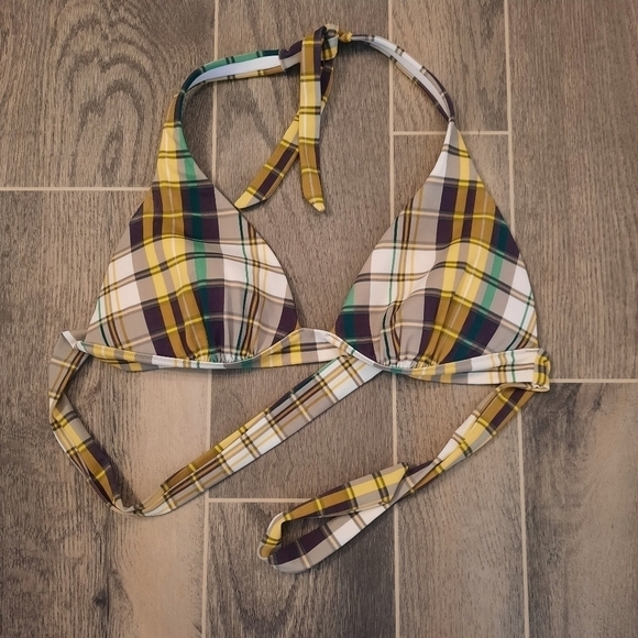 Victoria's Secret Plaid Tie Bikini Top L - Picture 1 of 4
